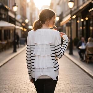 Maille sweater w ruffle back NWOT S